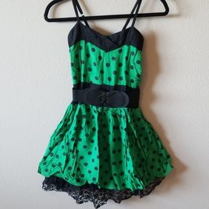 Vintage cosplay Halloween mini green dress
